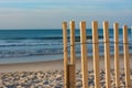 Picket fence on the shore, beach style. Royalty Free Stock Photo