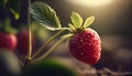 Picking fresh strawberries on the farm, Close up of fresh organic strawberries growing on a vine Royalty Free Stock Photo