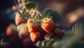 Picking fresh strawberries on the farm, Close up of fresh organic strawberries growing on a vine Royalty Free Stock Photo