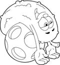 Outlined Tired Pickle Cartoon Character Lying On A Pickleball Ball