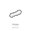 Pickle icon. Thin linear pickle outline icon isolated on white background from gastronomy collection. Line vector pickle sign,