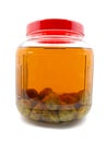 After pickle Japanese plum liqueur in glass jar