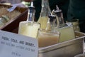 Pickle juice and sauerkraut juice at the farmer's market