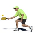 Pickleball Action - Senior Male Player Hitting Forehand