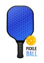 Pickleball with a ball and a racket for playing. Vector illustration