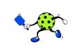 Pickleball cartoon character in forehand position