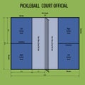 Pickleball colorful court official dimensions