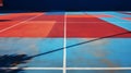 A pickleball court with neatly painted lines