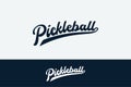 Pickleball lettering with script letters that are dynamic, simple and eye catching.