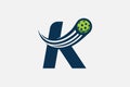 pickleball logo with a combination of letter k and a moving ball