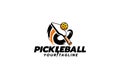 pickleball logo with a combination of paddle, ball and lightning as the icon