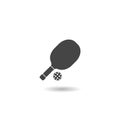 Pickleball paddle with ball icon with shadow