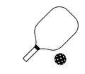 Pickleball paddle line icon with ball