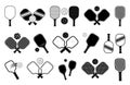 Pickleball Paddles with Balls Symbol Icon Vector Illustration Silhouette SVG Bundle