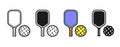 Pickleball Racket and Ball Icons In Different Styles