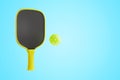 Pickleball racket and sports ball. Royalty Free Stock Photo