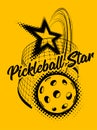 Pickleball vector illustration on yellow background