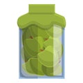 Pickled apples icon, cartoon style