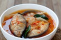Pickled bamboo shoots with catfish in sour and spicy soup , Thai food