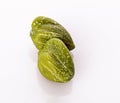 Pickled capers close-up, isolated on a white background