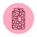 Pickled cherries in a jar color line icon.