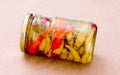 Pickled chilli paprika in jar ready for winter Royalty Free Stock Photo