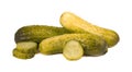 Pickled cucumber isolated on white background. Marinated pickled cucumber isolated. Closeup Royalty Free Stock Photo