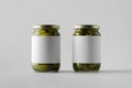 Pickled Cucumber Jar Mock-Up - Two Jars. Blank Label Royalty Free Stock Photo