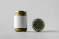 Pickled Cucumber Jar Mock-Up - Two Jars. Blank Label Royalty Free Stock Photo