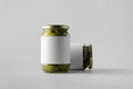 Pickled Cucumber Jar Mock-Up - Two Jars. Blank Label Royalty Free Stock Photo