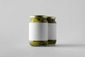 Pickled Cucumber Jar Mock-Up - Two Jars. Blank Label Royalty Free Stock Photo