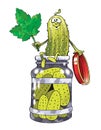 Pickled cucumber pickled canned food cartoon