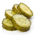 Pickled Cucumber Slices, Isolated on White Background Royalty Free Stock Photo