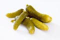 Pickled Cucumbers gherkins on a white background Royalty Free Stock Photo