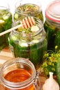 Pickled cucumbers with honey