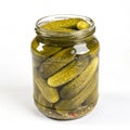 Pickled cucumbers in a jar