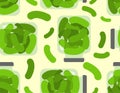 Pickled cucumbers in jar pattern seamless. vector background