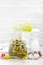 Pickled cucumbers, small marinated pickles Royalty Free Stock Photo