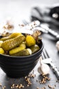 Pickled cucumbers, small marinated pickles Royalty Free Stock Photo