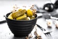 Pickled cucumbers, small marinated pickles Royalty Free Stock Photo