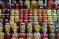 Pickled fruits and vegetables for sale at city market