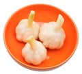 Pickled garlic in ceramic bowl Royalty Free Stock Photo