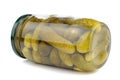 Pickled gherkins, white background