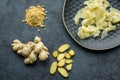 Pickled ginger, root, ginger powder Royalty Free Stock Photo