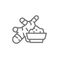 Pickled ginger, spicy seasoning line icon.