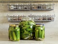 Pickled green cucumbers