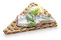 Pickled herring on crisp bread