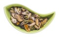 Pickled isolated sea clams mussels Royalty Free Stock Photo