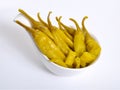 Pickled Macedonian or Greek hot pepper on white nackground Royalty Free Stock Photo