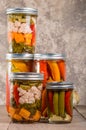 Pickled mixed vegetables home canning Royalty Free Stock Photo